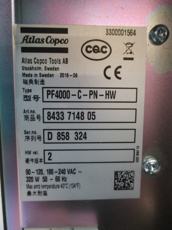 ATLAS COPCO PF4000-C-PN-HW 8433714805 180-240VAC UNMP