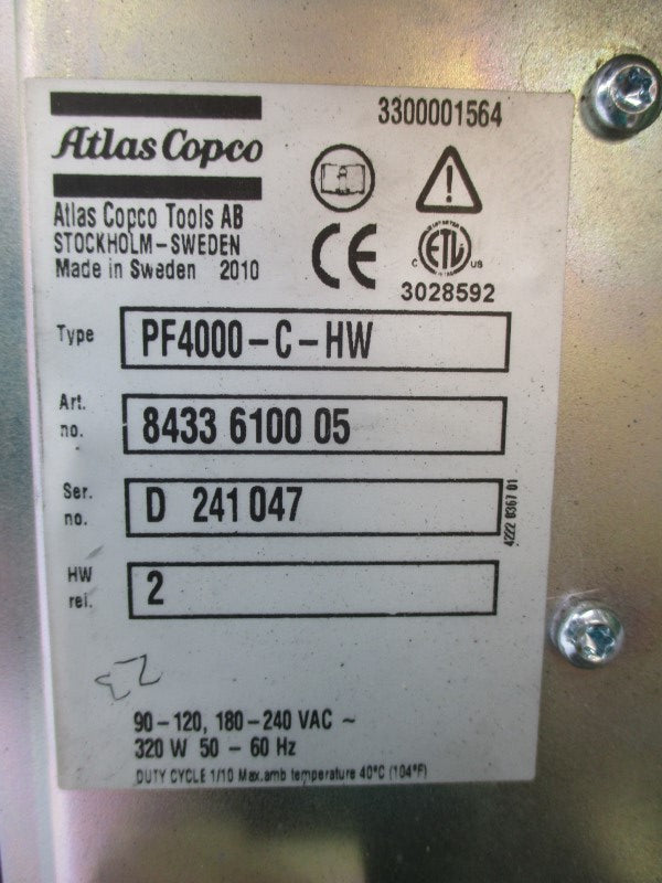 ATLAS COPCO PF4000-C-HW 8433610005 180-240VAC UNMP