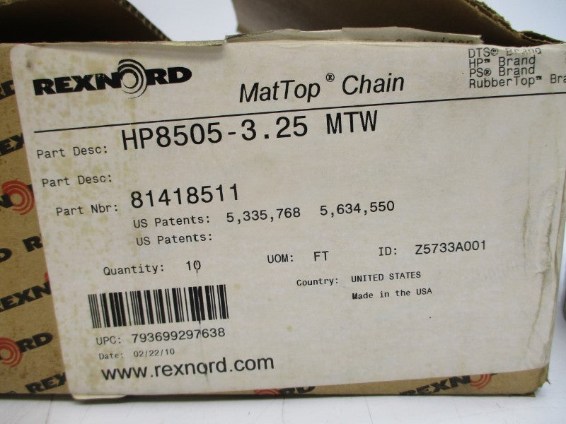 REXNORD 81418511 HP8505-3.25 10' NSMP