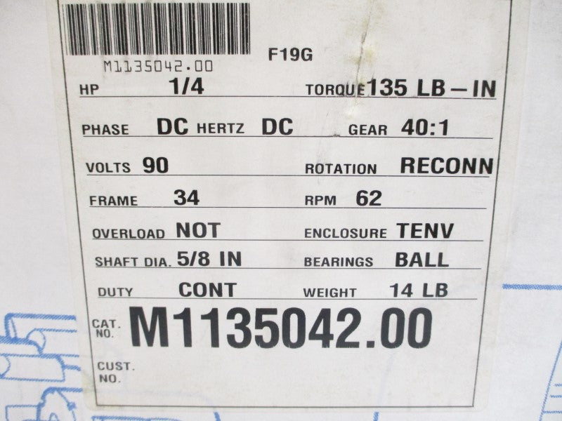 LEESON M1135042.00 CM34D25NZ10C 90VDC 2.3A NSMP
