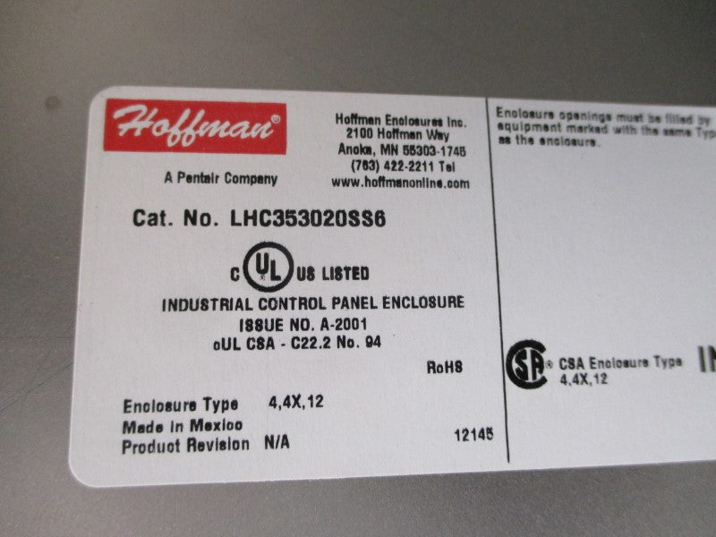 HOFFMAN LHC353020SS6 NSMP