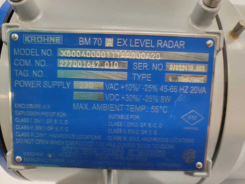KROHNE BM70A X50040000111AA000A20 230VAC UNMP