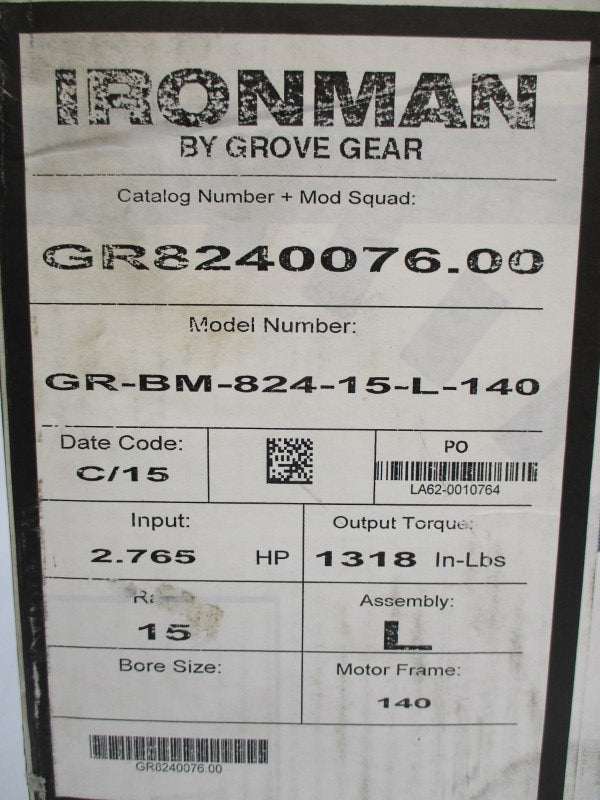 GROVE GEAR GR8240076.00 GR-BM-824-15-L-140 NSMP