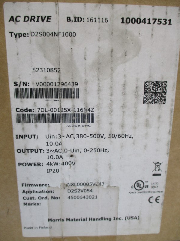 DRIVECON D2S004NF1000 430XSD4010 380-500VAC 10.0A NSMP