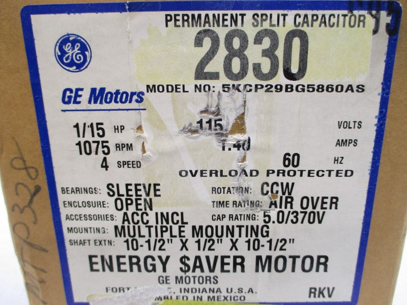 GENERAL ELECTRIC 5KCP29BG5860AS 2830 115V 1.40A NSMP