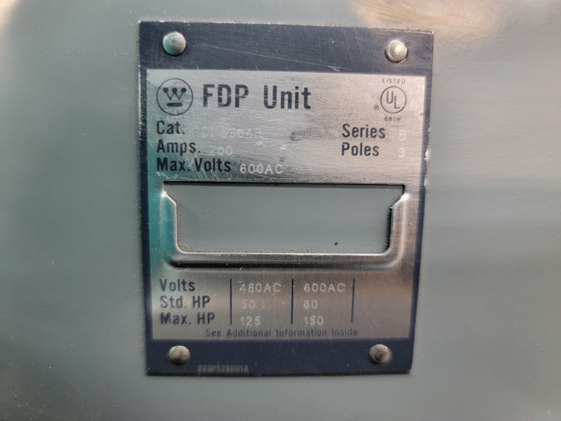 WESTINGHOUSE FDPS364R SER. B 600VAC 200A NSMP