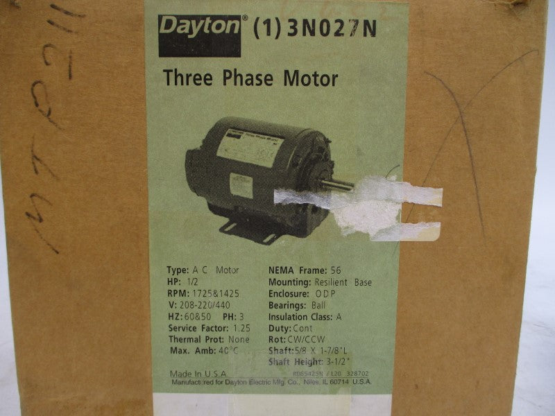 DAYTON 3N027N 208-220/440V 2.0-2.0/1.0A NSMP