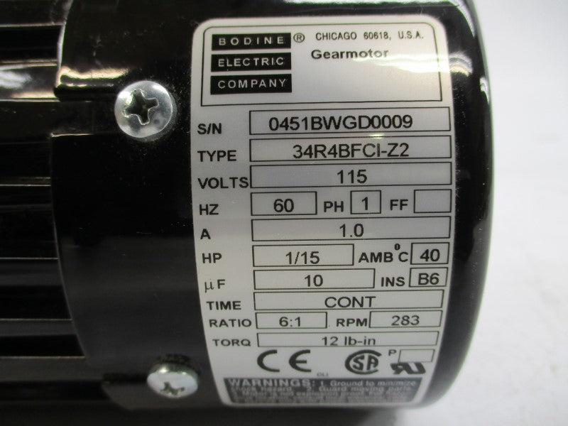 BODINE ELECTRIC 34R4BFCI-Z2 115V 1.0A NSMP