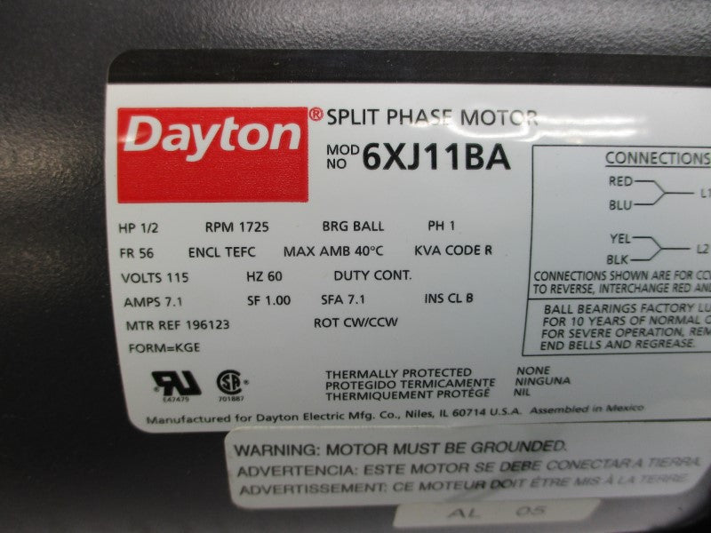 DAYTON 6XJ11BA 115V 7.1A NSMP