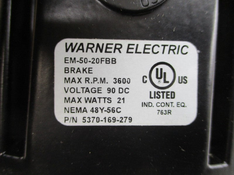 WARNER ELECTRIC 5370-169-279 EM-50-20FBB 90VDC NSMP