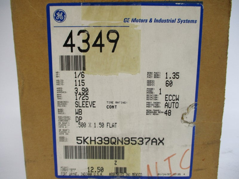 GENERAL ELECTRIC 5KH39QN9537AX 4349 115V 3.90A NSMP