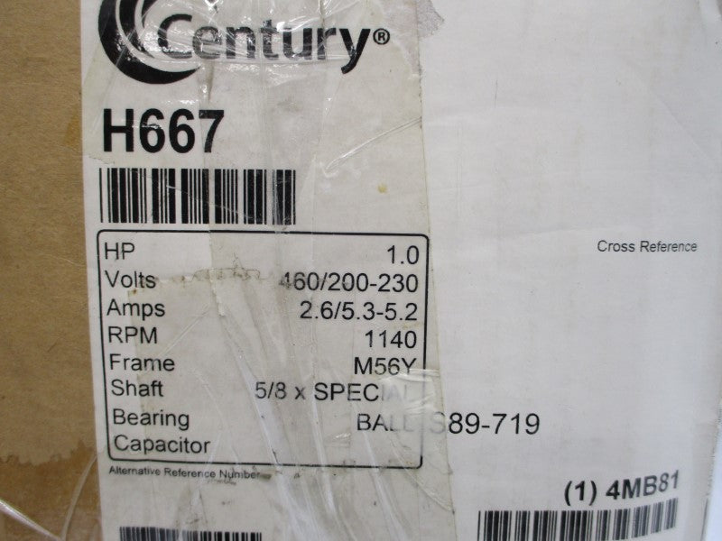 CENTURY 7-177675-02 H667 460/200-230VAC 2.6/5.3-5.2A NSMP