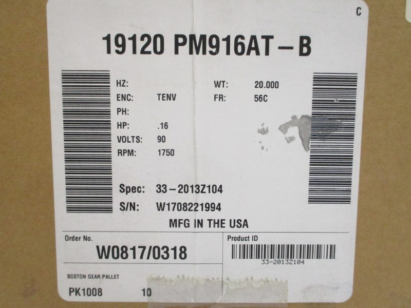 BOSTON GEAR PM916AT-B 33-2013Z104 90V 1.7A NSMP