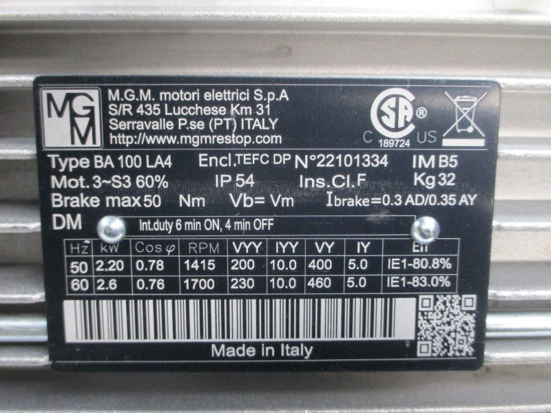 MGM BA100LA4 200-230/400-460V NSNP