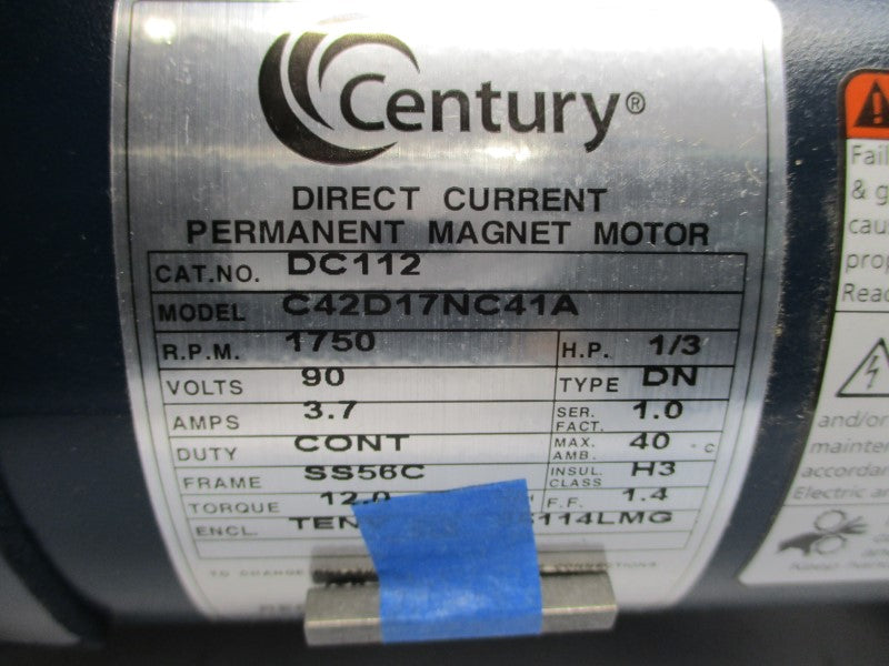 CENTURY DC112 C42D17NC41A 90VDC 3.7A NSMP