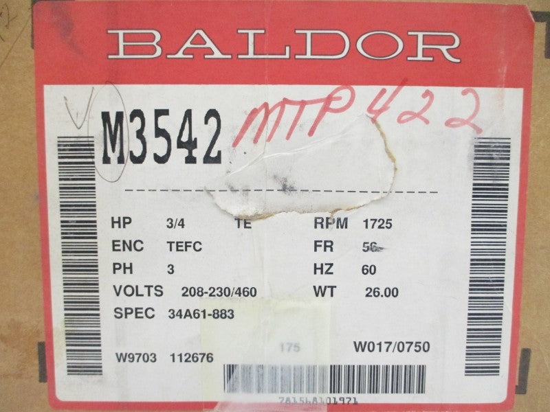BALDOR M3542 34A61-883 208-230/460V 3.2-3/1.5A NSMP
