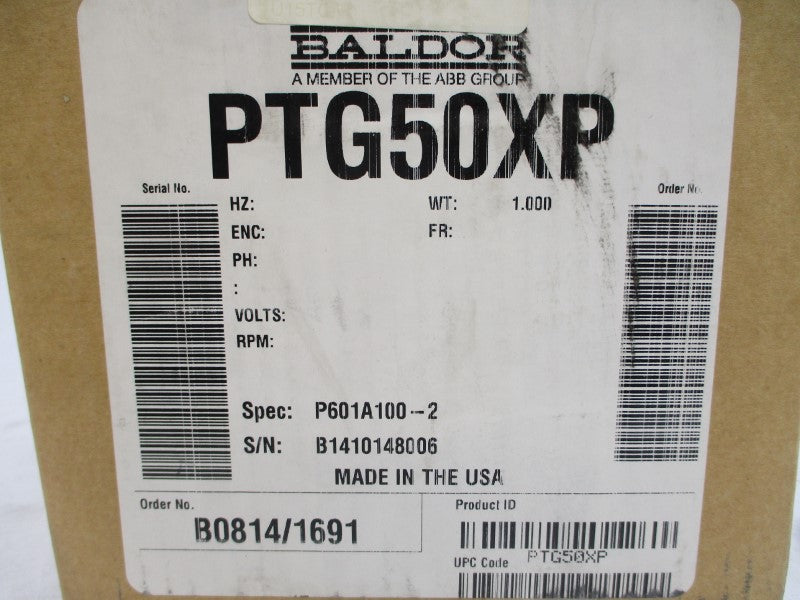 BALDOR PTG50XP P601A100-2 50VDC NSMP
