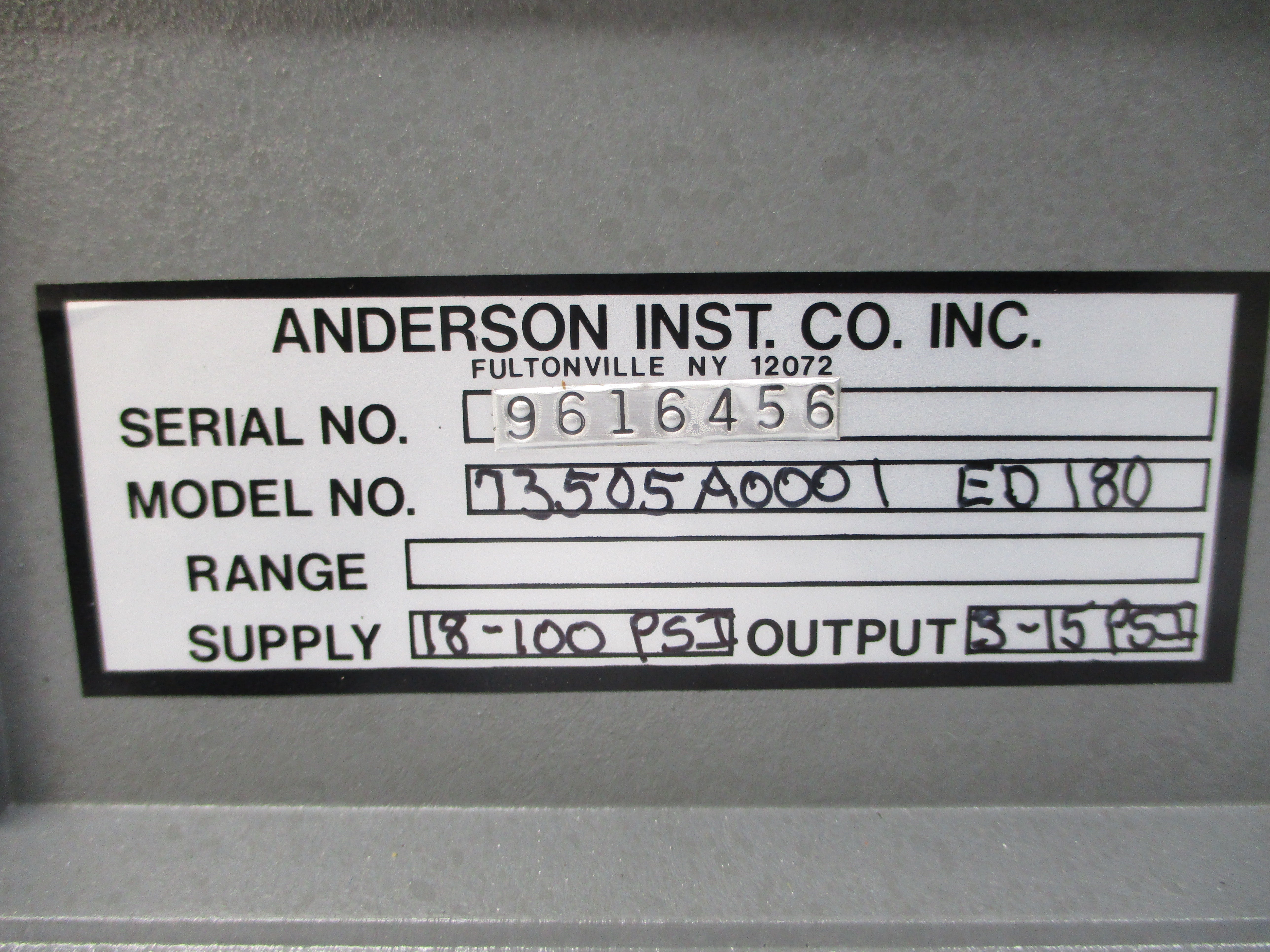 ANDERSON 73505A0001 ED180 18-100PSI UNMP