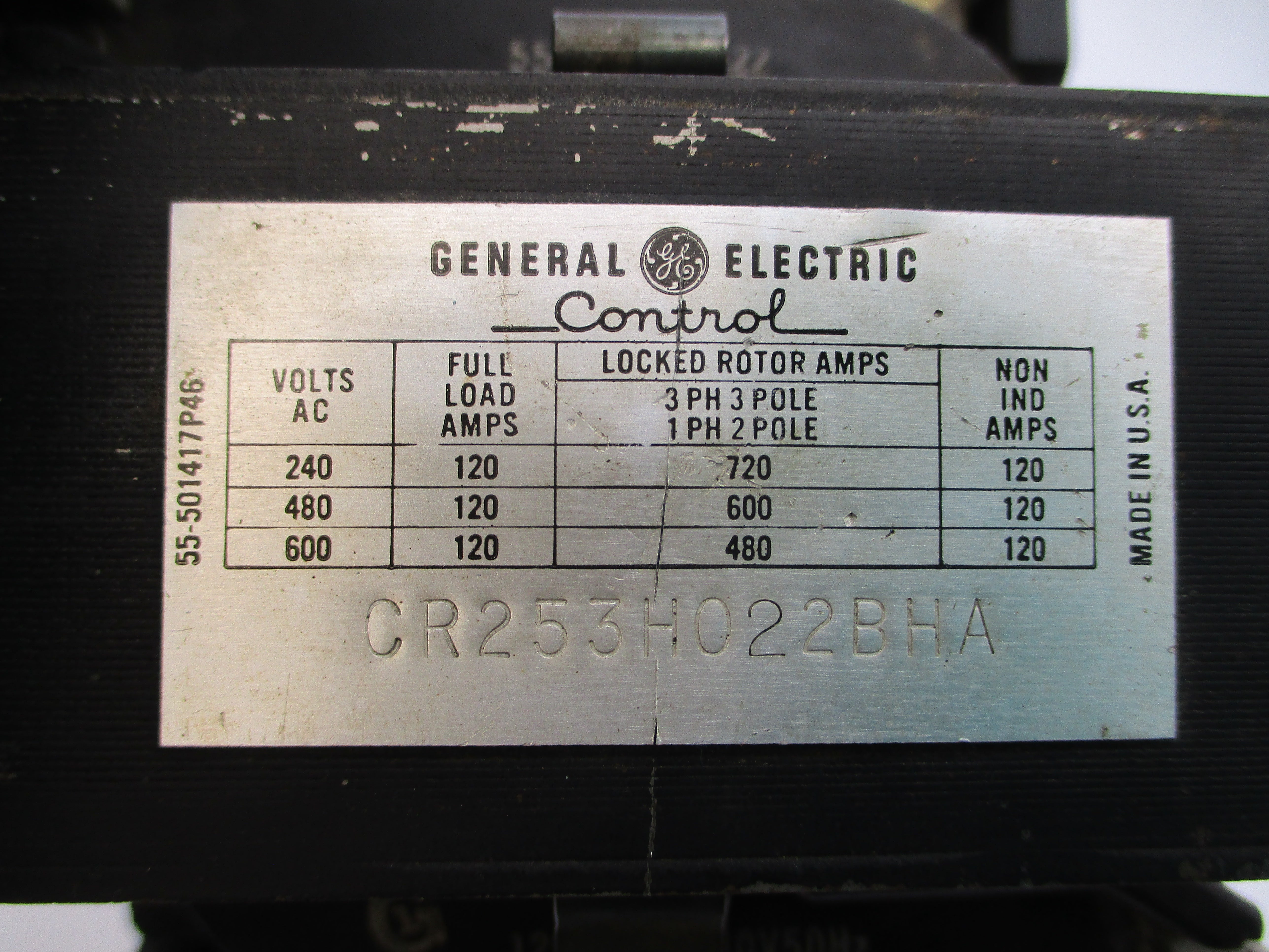 GENERAL ELECTRIC CR253H022BHA 110/120V 120A UNMP