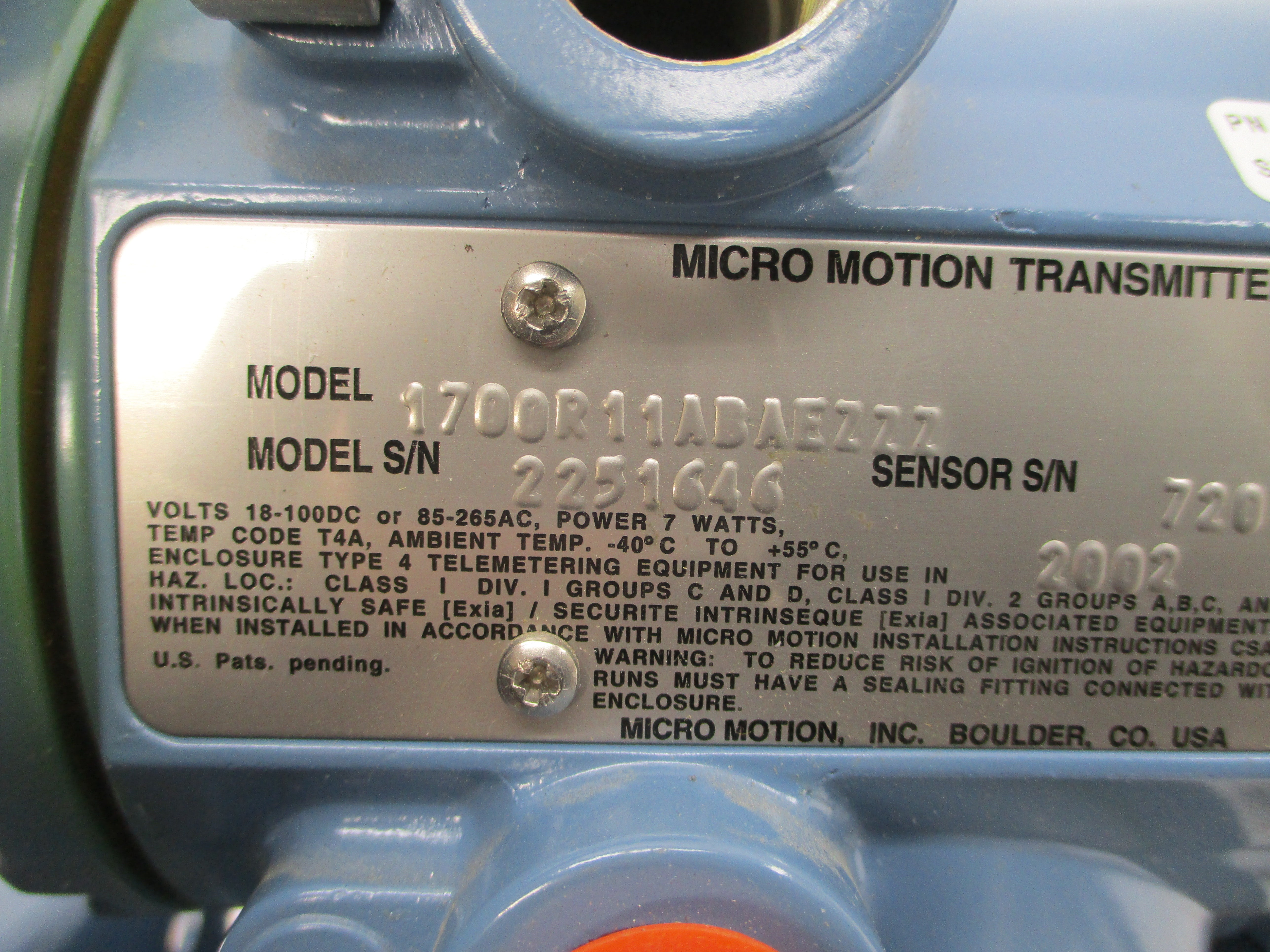 MICRO MOTION 1700R11ABAEZZZ 3600734 85-265VAC NSNP