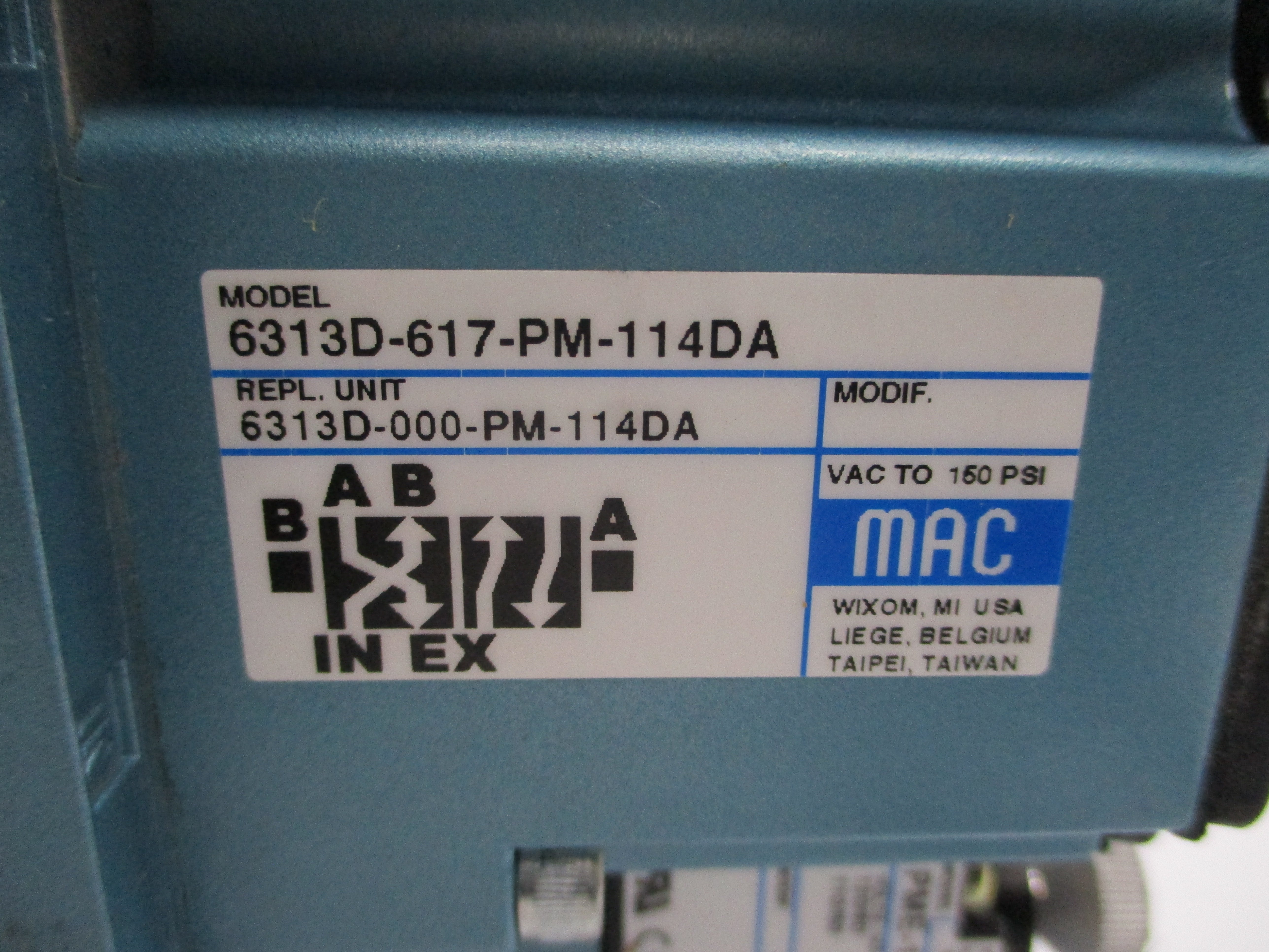 MAC 6313D-617-PM-114DA 110/120V 25-150PSI NSMP