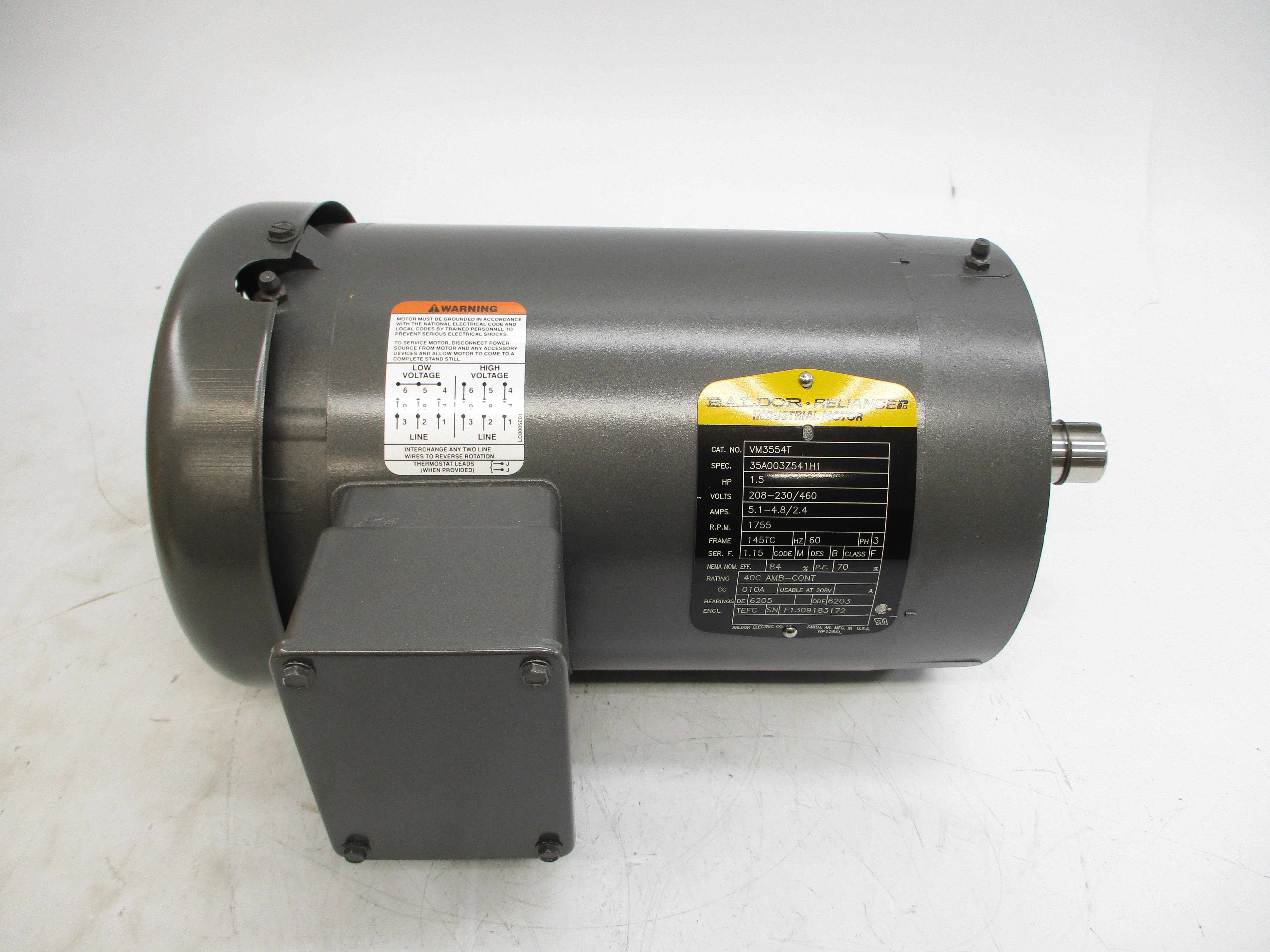 BALDOR VM3554T 35A003Z541H1 208-230/460V 5.1-4.8/2.4A NSMP