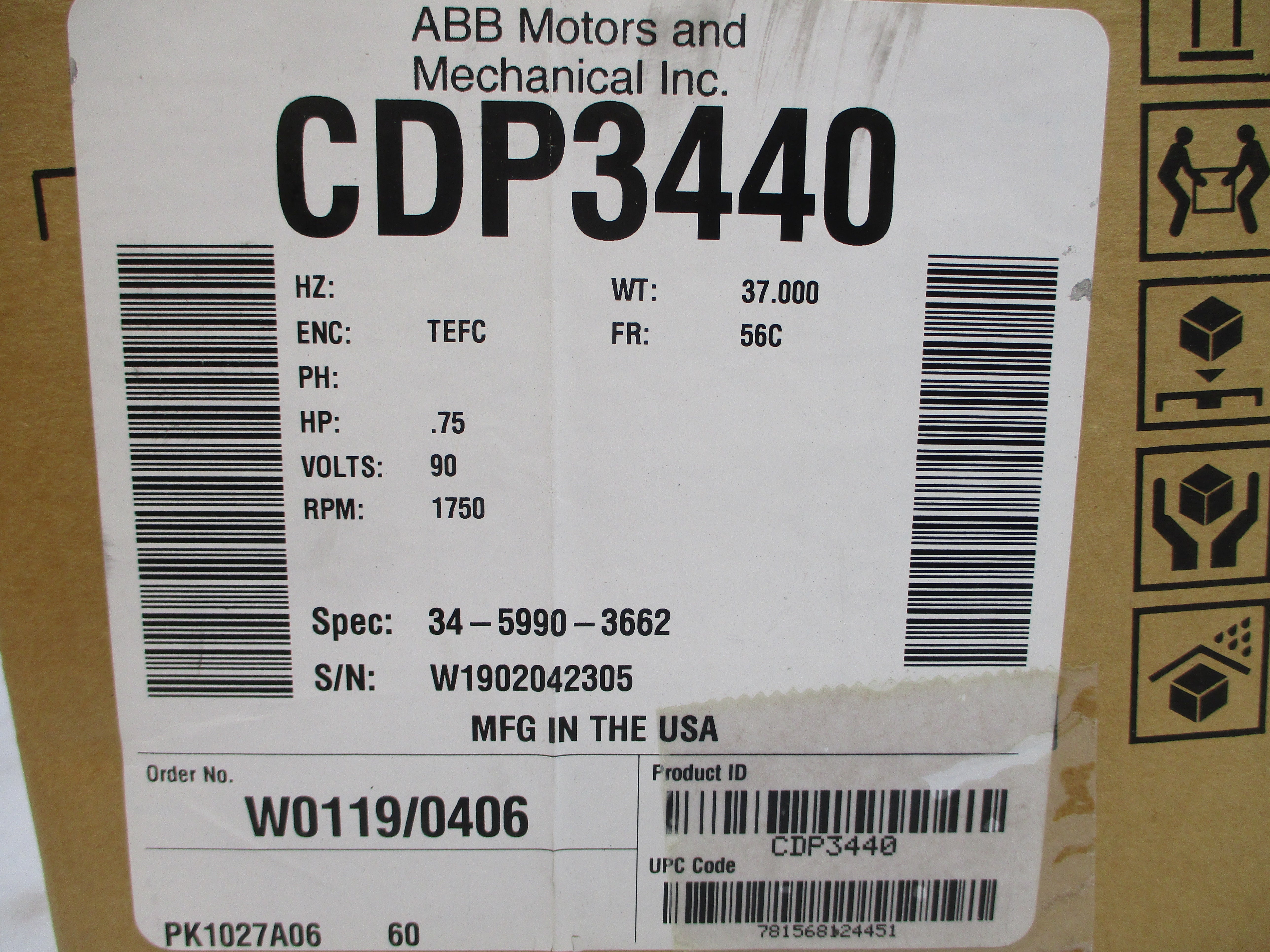 BALDOR CDP3440 34-5990-3662 90V 7.6A NSMP