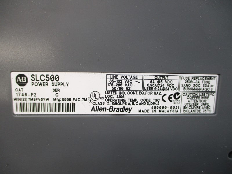ALLEN BRADLEY 1746-A13 1746-P2 SER. B 85-132VAC 5A UNMP