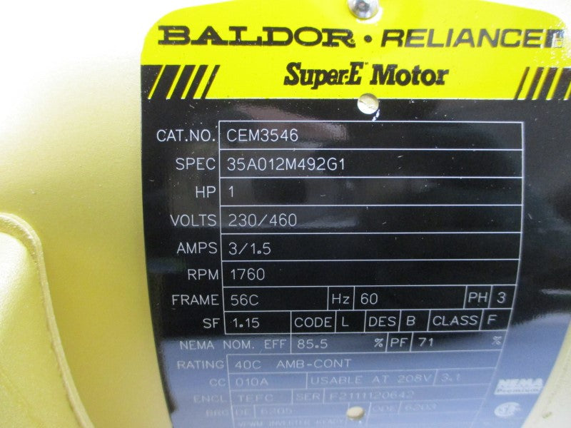 BALDOR CEM3546 35A012M492G1 230/460V 3/1.5A NSMP