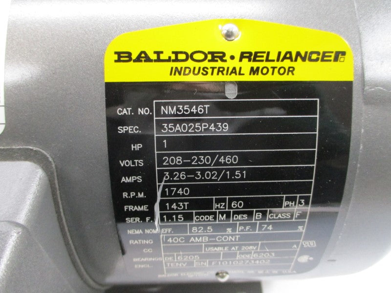 BALDOR NM3546T 35A025P439 208-230/460V 3.26-3.02/1.51A NSMP