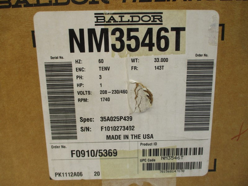 BALDOR NM3546T 35A025P439 208-230/460V 3.26-3.02/1.51A NSMP