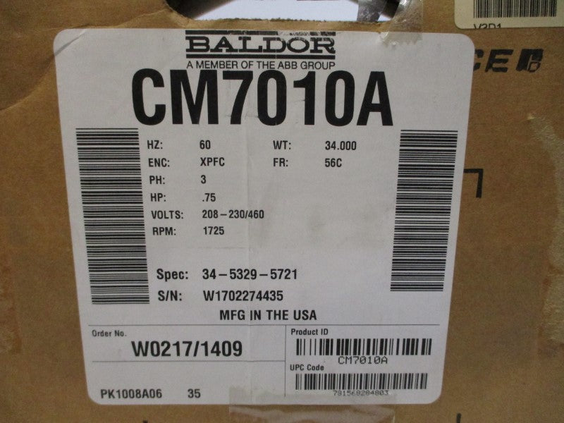 BALDOR CM7010A 34-5329-5721 208-230/460V 3.2-3/1.5A NSMP