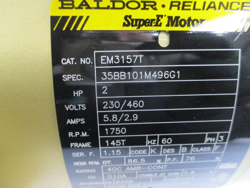 BALDOR EM3157T 35BB101M496G1 230/460V 5.8/2.9A NSMP