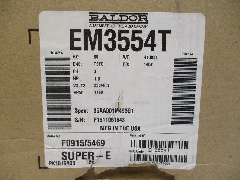 BALDOR EM3554T 35AA001M493G1 230/460V 4.4/2.2A NSMP