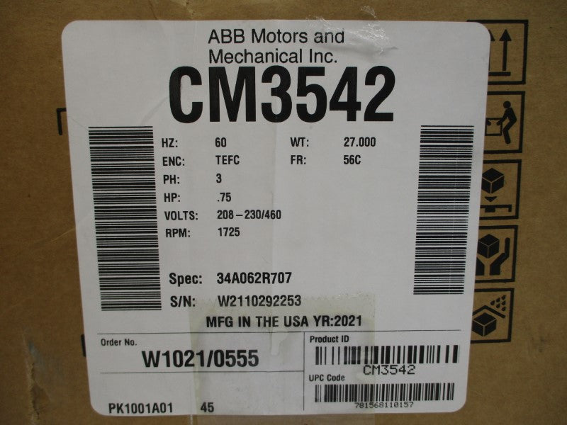 BALDOR CM3542 34A062R707 208-230/460V 3.2-3/1.5A NSMP
