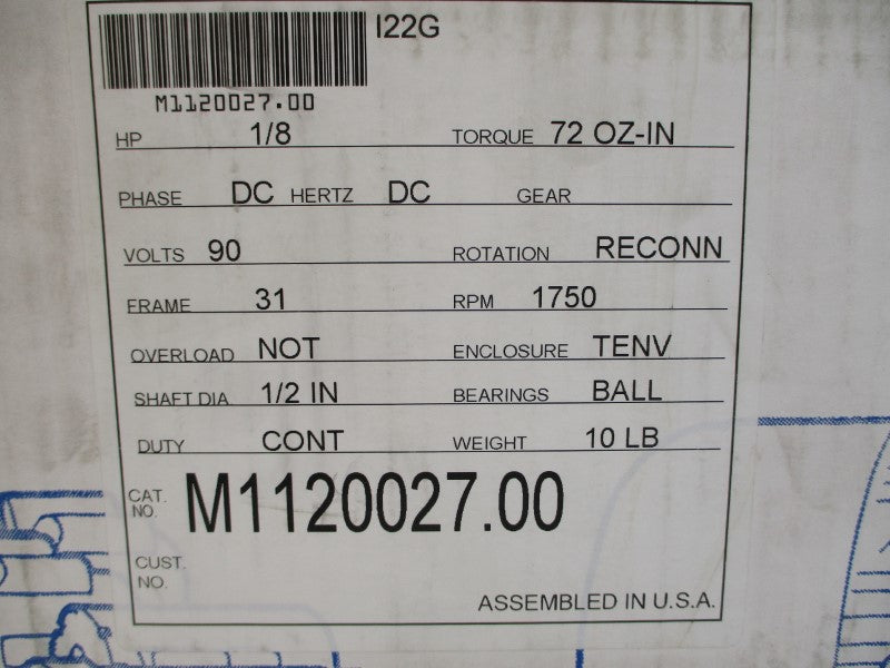 LEESON CM31D18NZ10F M1120027.00 90VDC 1.3A NSMP
