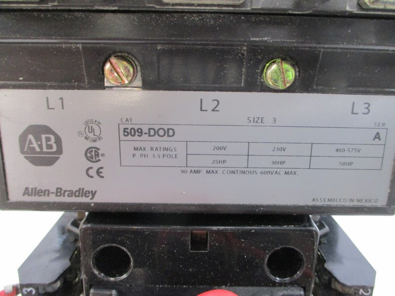 ALLEN BRADLEY 509-DOD SER. A 110/115-120V 90A (BR/WH) NSMP