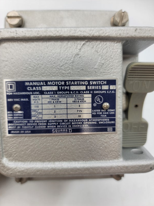 SQUARE D 2510KR-2 SER. A 460/575VAC 30A NSMP