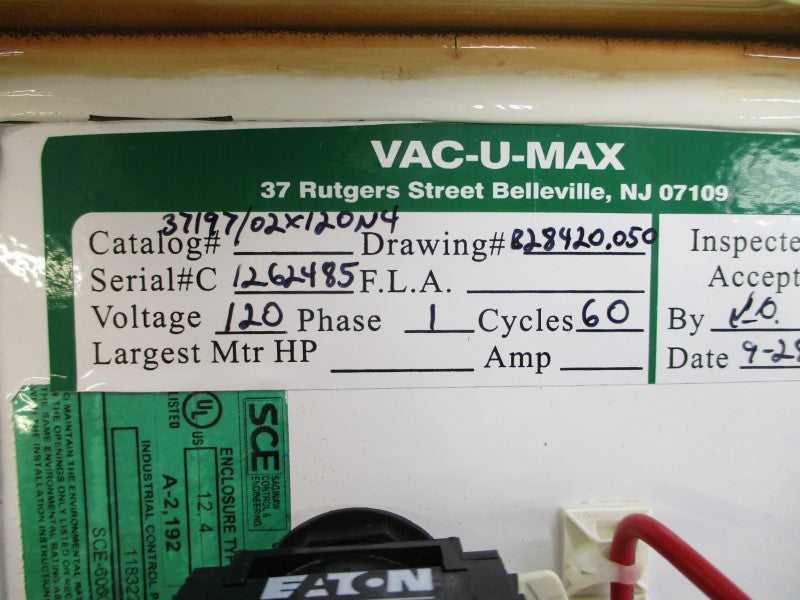 VAC-U-MAX 37197/02X120N4 120V NSNP