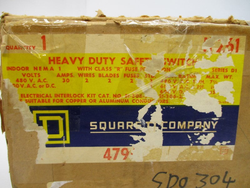 SQUARE D H261 SER. D1 480VAC 30A NSMP