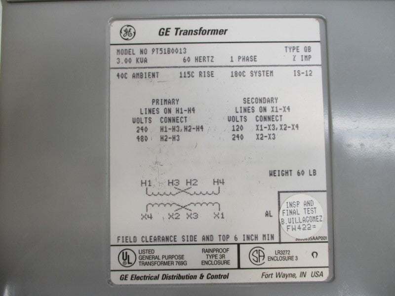 GENERAL ELECTRIC 9T51B0013 240/480V NSNP