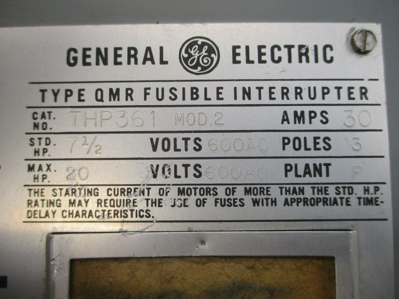 GENERAL ELECTRIC THP361 600VAC 30A UNMP