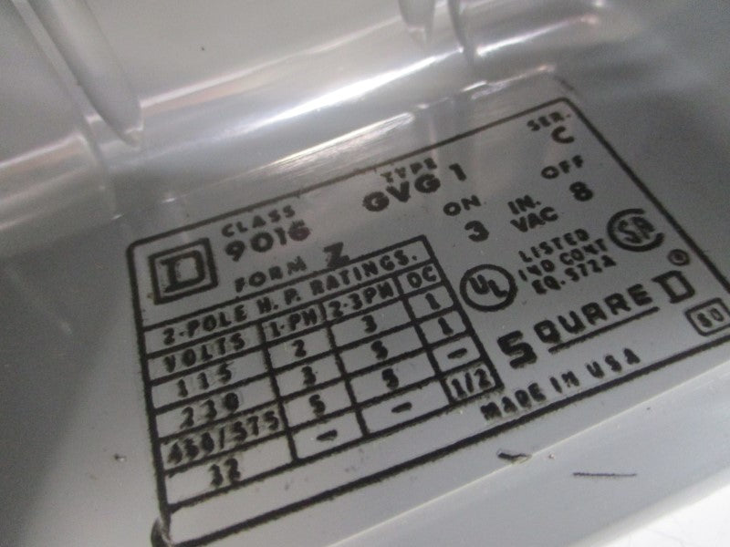 SQUARE D 9016GVG-1 SER. C 575V NSMP