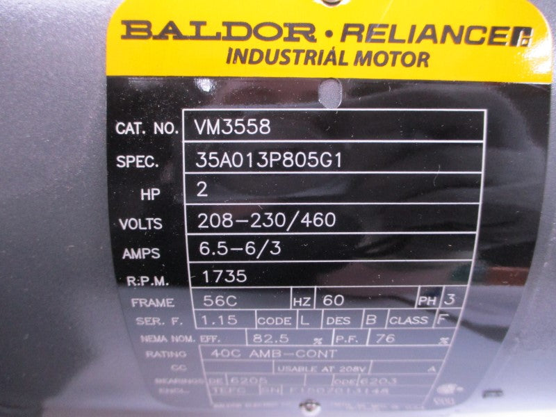BALDOR VM3558 35A013P805G1 208-230/460V 6.5-6/3A NSMP