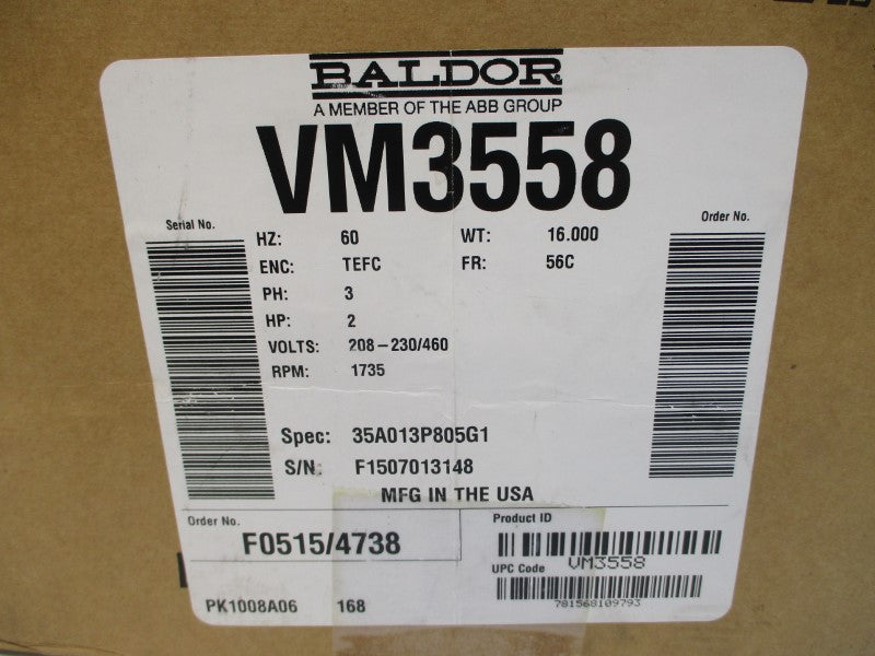 BALDOR VM3558 35A013P805G1 208-230/460V 6.5-6/3A NSMP