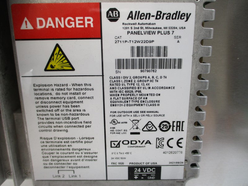 ALLEN BRADLEY 2711P-T12W22D9P SER. A 24VDC NSMP