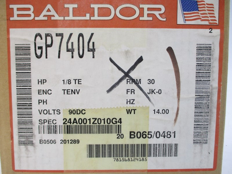 BALDOR GP7404 24A001Z010G4 90VDC 1.3A NSMP