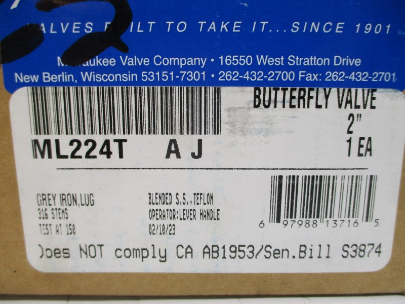MILWAUKEE VALVE ML224T 2" NSMP