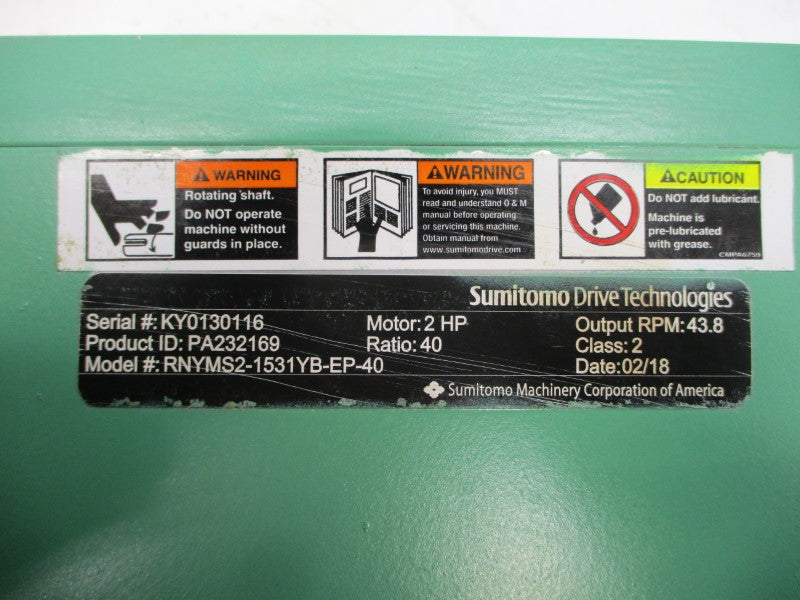 SUMITOMO TC-FXPA RNYMS2-1531YB-EP-40 230/460V 5.61/2.80A NSNP