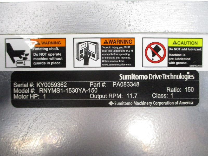 SUMITOMO PA083348 RNYMS1-1530YA-150 TC-FX 230/460V 3.38/1.69A NSNP